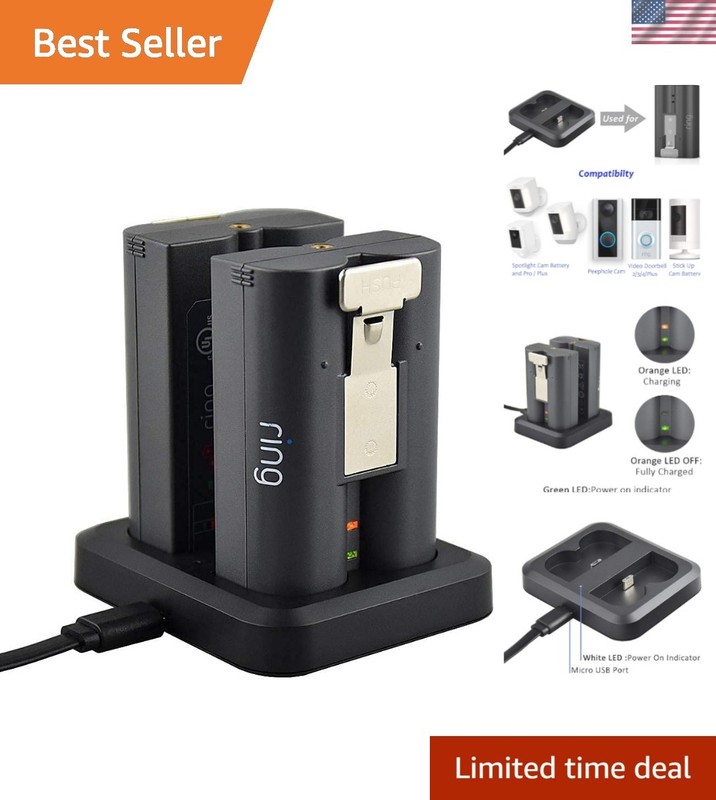 Smart Home Compatible Dual Ring Battery Charger—Fast, Safe & Compact Design