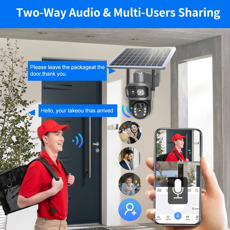 Dual Lens PTZ IP Camera Outdoor HD Three Screen WiFi Security Cam Night Vision gallery