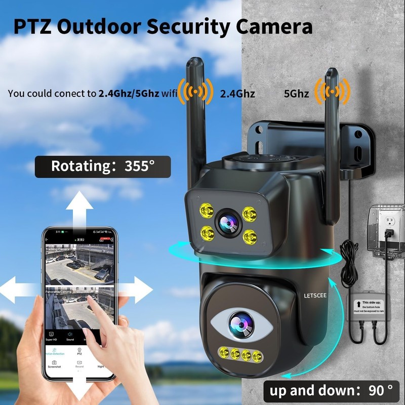 Weatherproof 2K Security Camera with Continuous Recording & Smartphone Control gallery