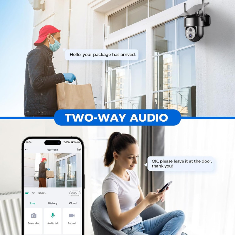 2K 2.4G Wifi Security Cameras Wireless Outdoor, 360° View Solar Cameras for Home gallery