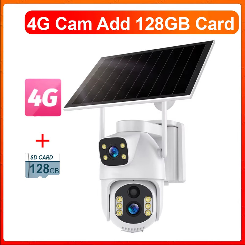 4G LTE Solar Camera Dual Screens Outdoor Surveillance Camera Security Protection gallery