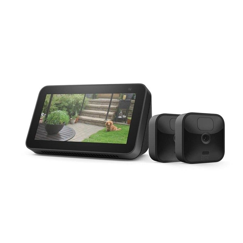 New Blink Weather Resistant Wireless HD Security 2 Cameras w/ Echo Show 5 Bundle