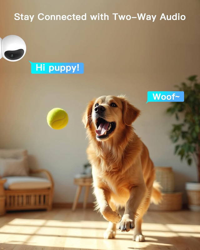 5G 4MP Pet Camera 2 Pack, No Subscription Indoor Security Camera for Dog/Cat/Bab gallery