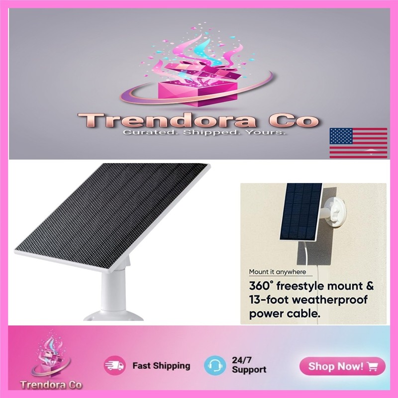 Durable Solar Panel with 13ft Cable – Fits Cam Outdoor v1/v2 and Battery Cam Pro