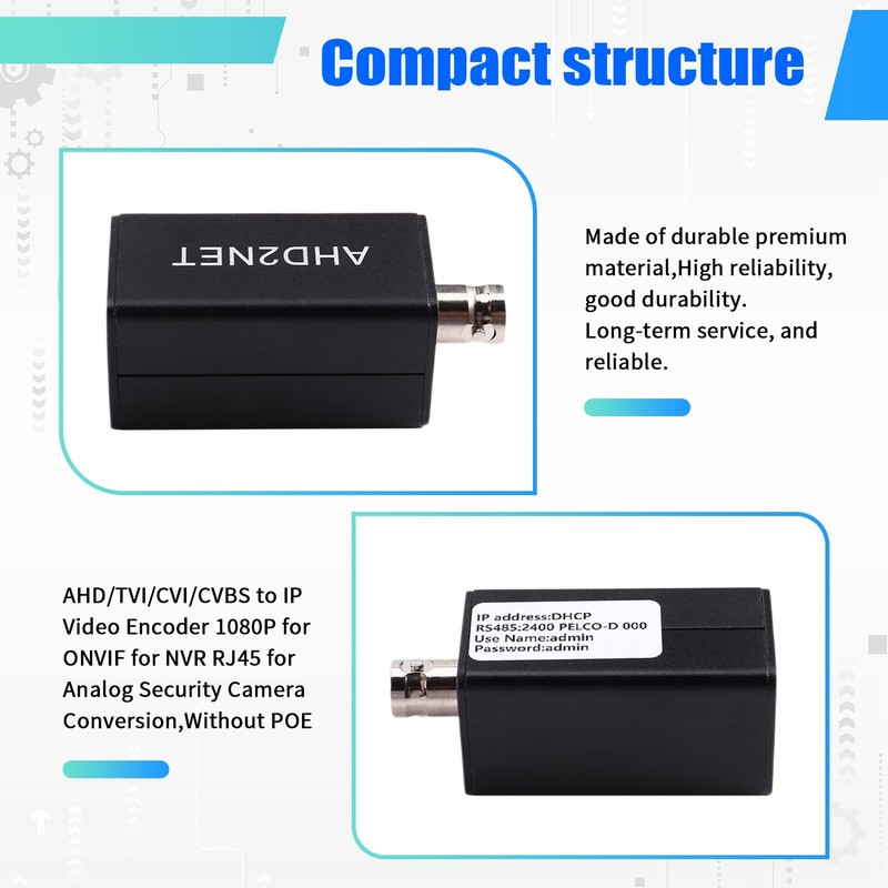 AHD/TVI/CVI/CVBS to IP Video Encoder 1080P for for NVR RJ45 for5225 gallery