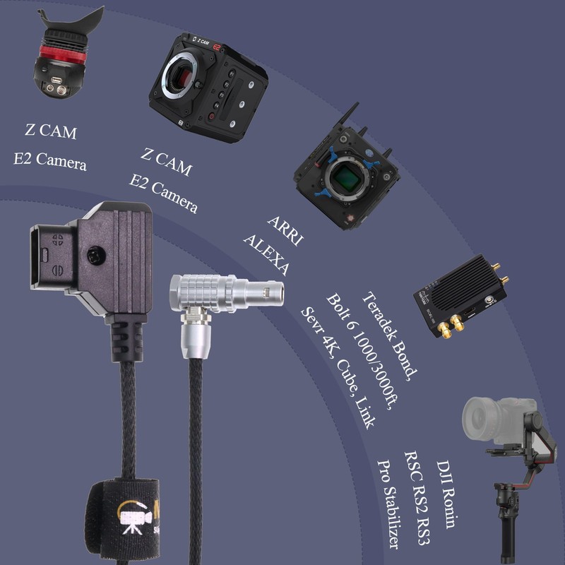 Angle 2 Pin Male to D-tap Power Cable for Teradek, SmallHD Monitor, Vaxis 30c... gallery