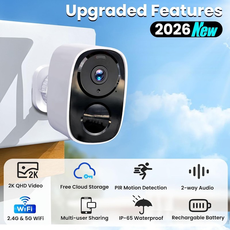 2026 2K Wireless Outdoor Security Camera, Full-Color Night Vision, AI Motion ... gallery