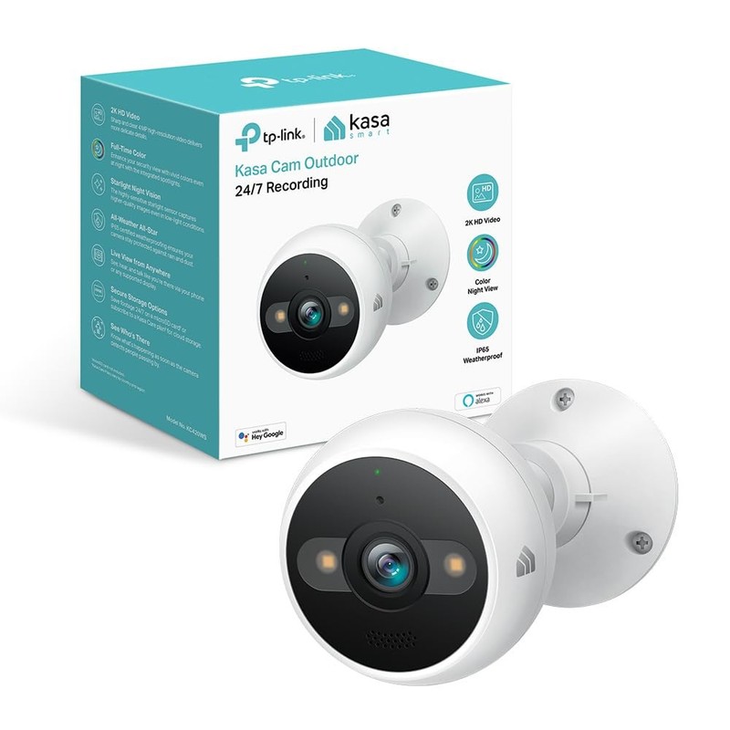 Kasa 2K+ Outdoor Wired Security Camera – 1 Count (Pack of 1), White