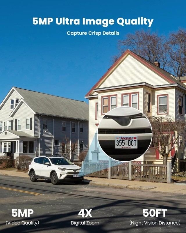 PoE Security Camera System, 5MP 4 Cameras Outdoor 8CH NVR, 355° Pan & 90° Tilt gallery