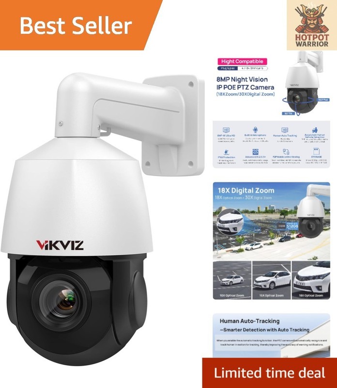 4K 8MP Outdoor PTZ POE Camera with 18X Zoom & Night Vision – Smart Security