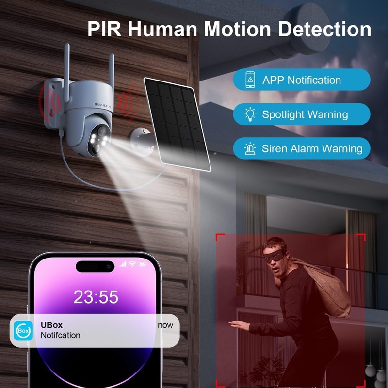 Real-Time Two-Way Talk Solar Camera - 360° PTZ Wireless Home Security System gallery