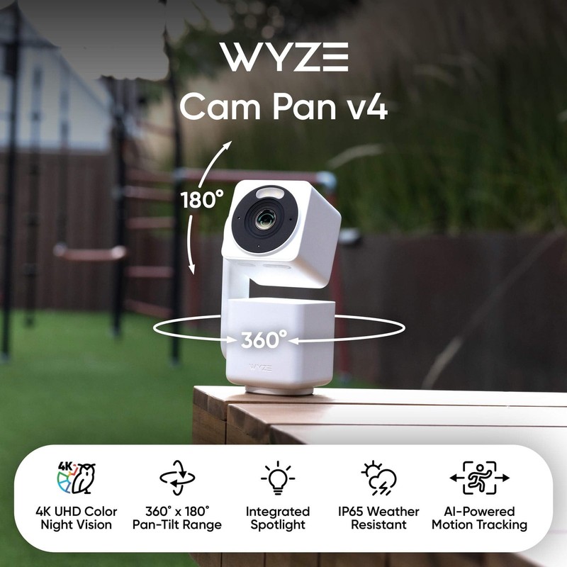 WYZE Cam Pan v4, 4K Smart Security Camera, AI Indoor/Outdoor Cameras for Home... gallery