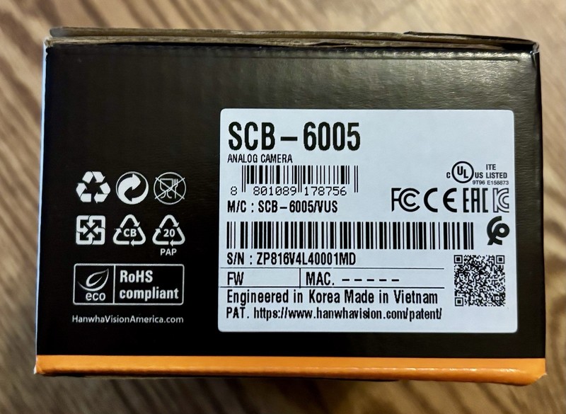 Wisenet SCB-6005 Analog HD Box Security Camera