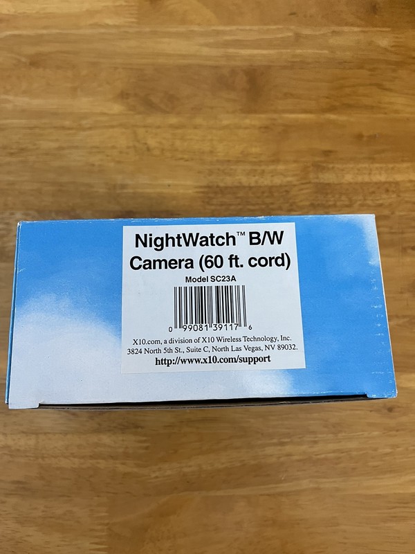 X10 NightWatch Black & White Camera w/60ft. Cord Model SC23A New In Box
