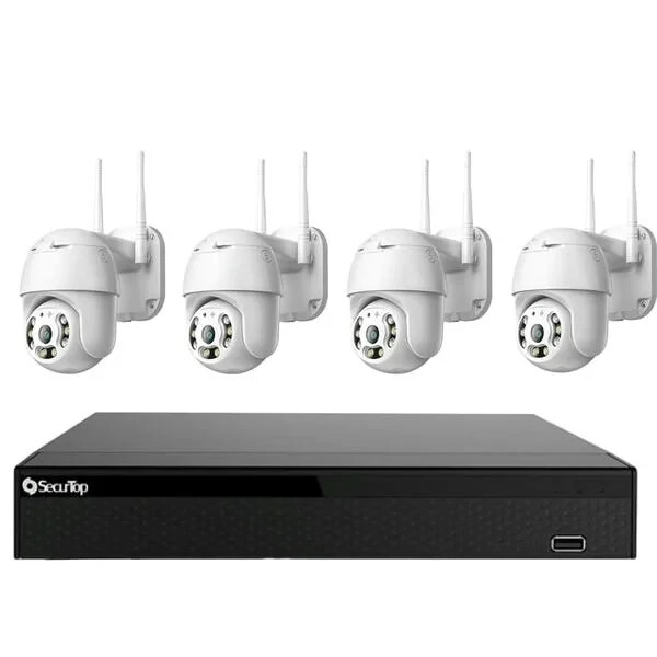 360 Degree Video Surveillance Kit Wifi Ptz Nvr Two Way Audio 4ch