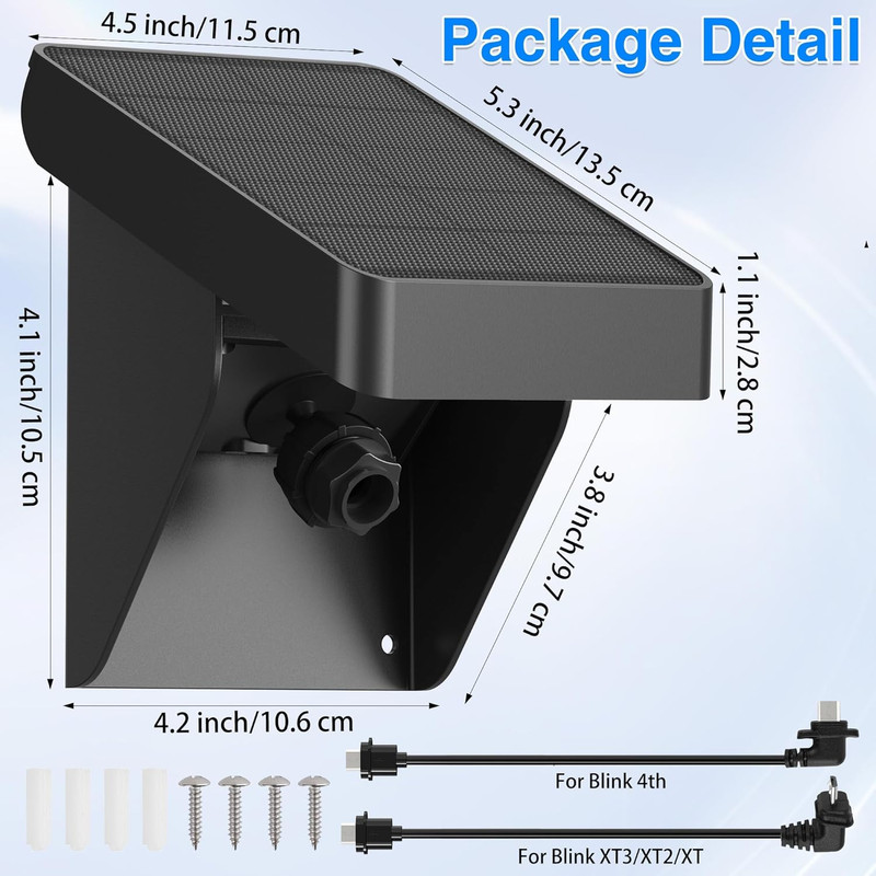 Solar Panel for Blink Outdoor 4 (4Th Gen)/Xt3/Xt2/Xt Cameras - IP67 Weatherproof gallery