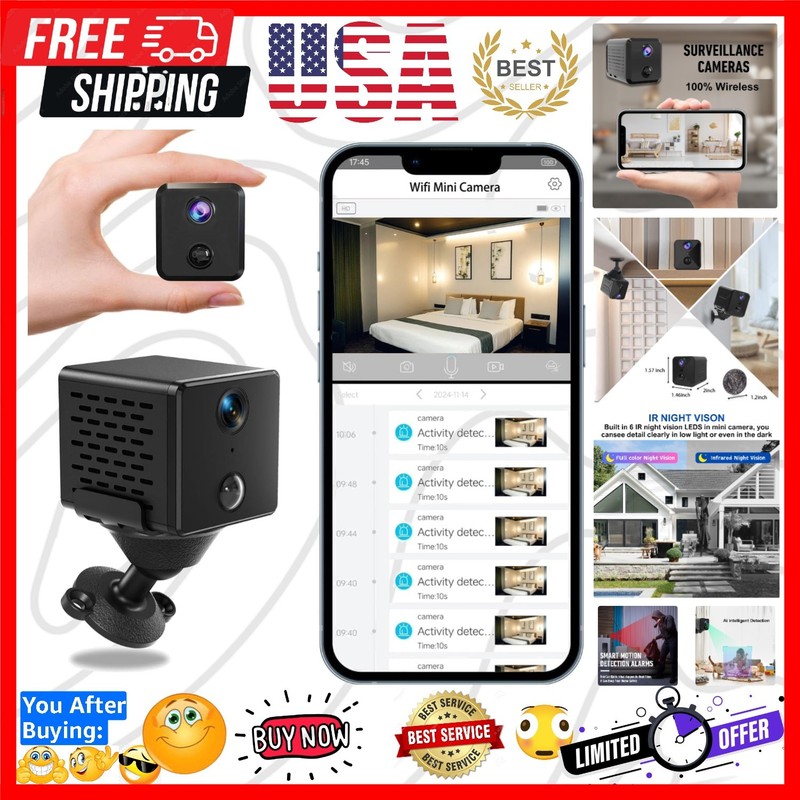 Wireless Mini Security Camera FKJ-WiFi, Remoted App Viewing, Long time Standb…