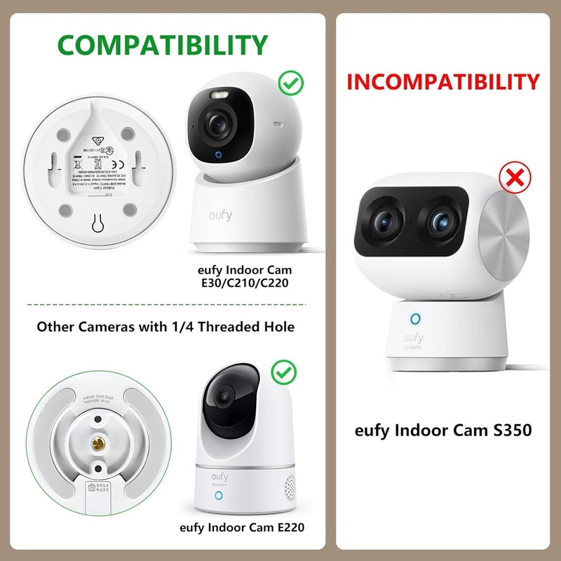 Adhesive Security Camera Mount for eufy Indoor Cam E30/C210/C220/E220, White gallery