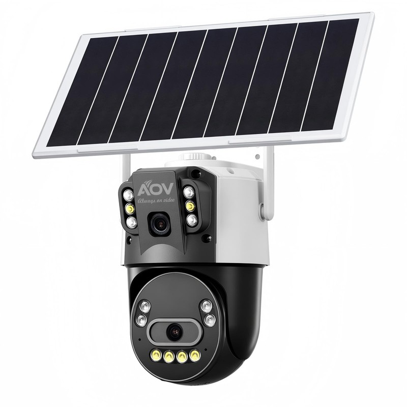 4G LTE Solar Security Camera, Dual Lens 6MP PTZ Outdoor Camera with 8W Solar …