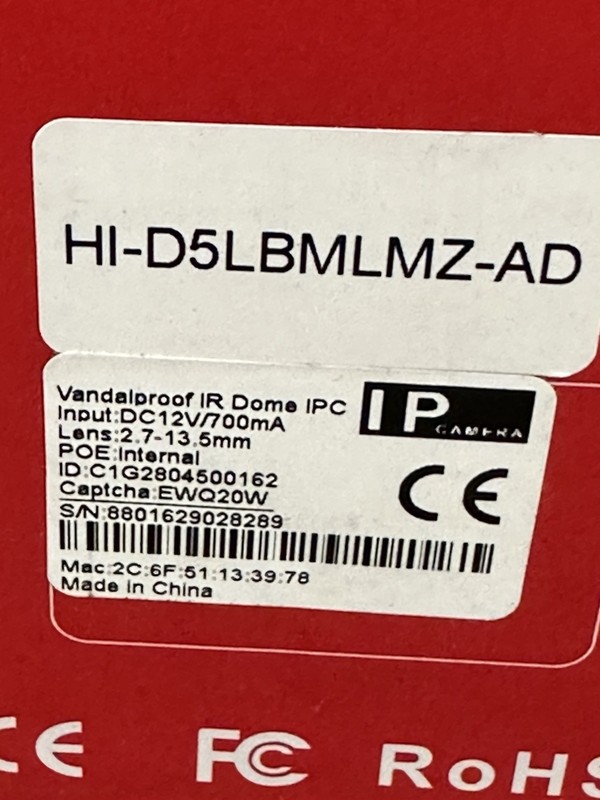 HD Infrared Vandalproof Dome IP Camera HI-D5LBMLMZ-AD POE 2.7-13.5mm NEW gallery