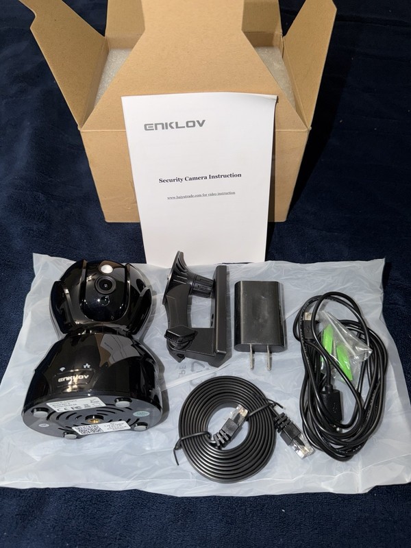 Enklov 827-X Cloud IP Camera, App Controlled In Home Monitoring, NEW Open Box