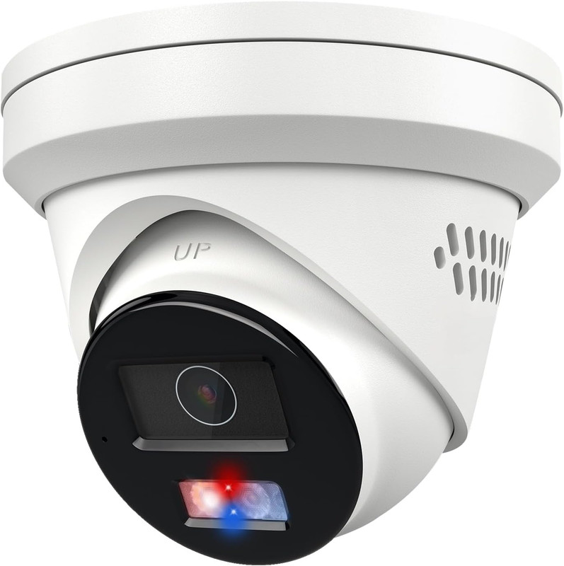 Anpviz 5MP Wired PoE IP Camera, Strobe Red & Blue Light and Audio Alarm, Metal T