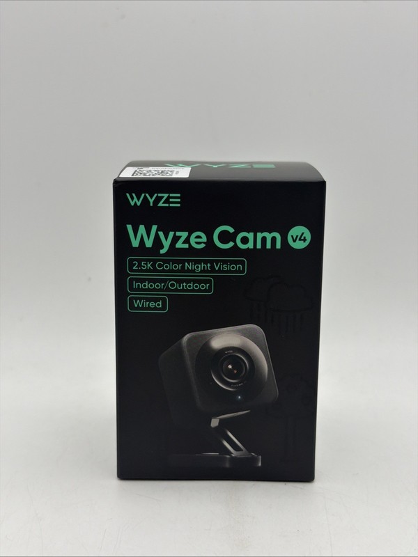 Wyze Cam v4 2.5K QHD Indoor/Outdoor WiFi Smart Security Camera Wired Black