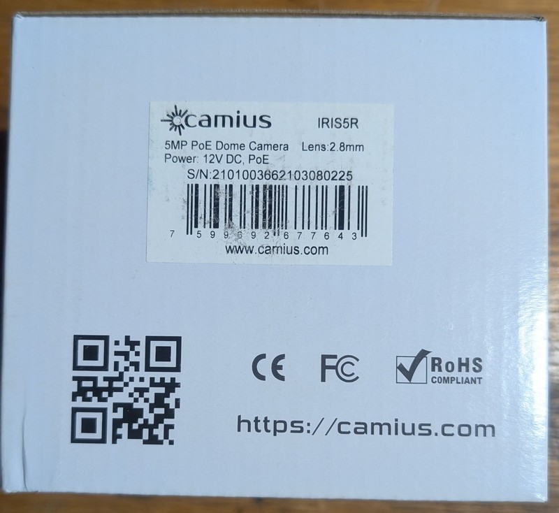 Camius POE indoor/outdoor Dome camera IRIS5R NEW in box 1 of 2