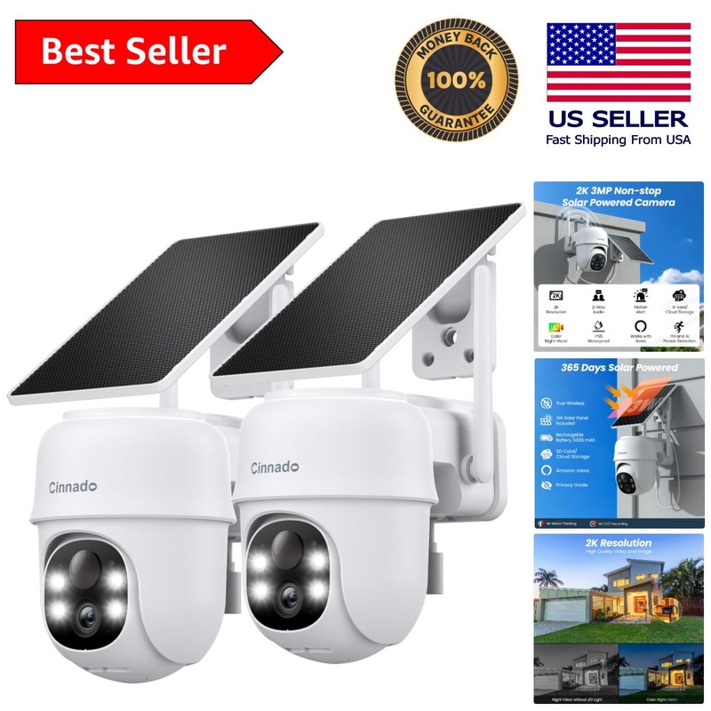 Wireless Solar/Battery Security Cameras with Color Night Vision & 360° Control
