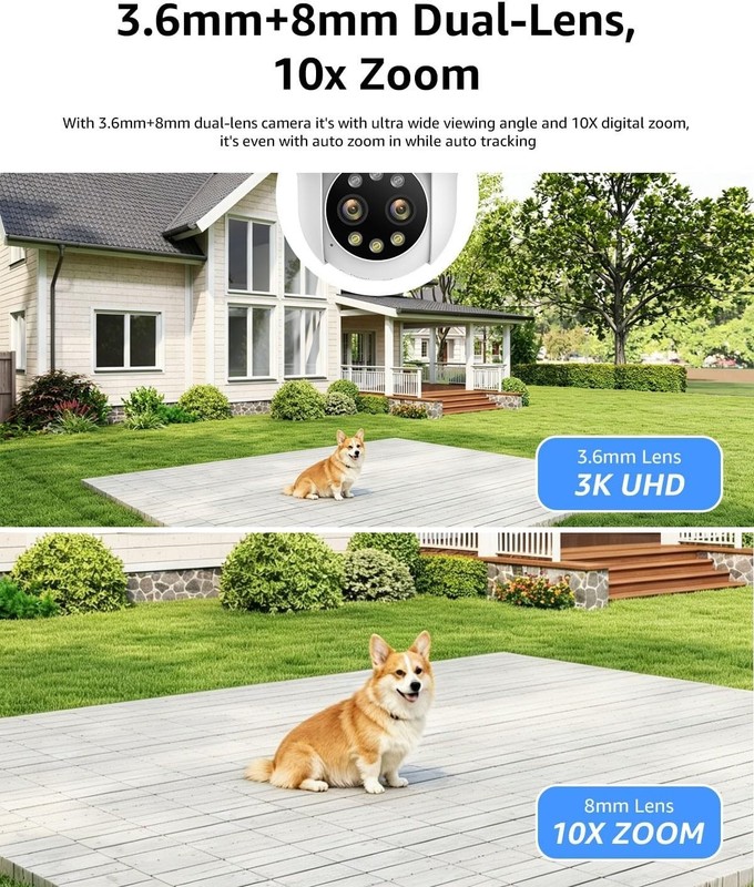 3K WiFi Security Wireless Camera Indoor/Outdoor 360° Coverage Pan&Tilt gallery