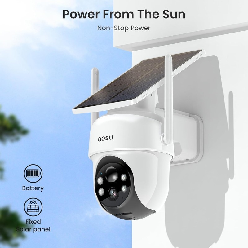 AOSU Solar Security Cameras 4 Cam Kit Wireless Outdoor 2K 360° Pan Tilt Auto Tra gallery