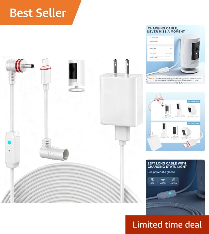 Indoor/Outdoor Power Adapter for Ring Stick up Cam Battery/Plug-In, Ring Spotlig