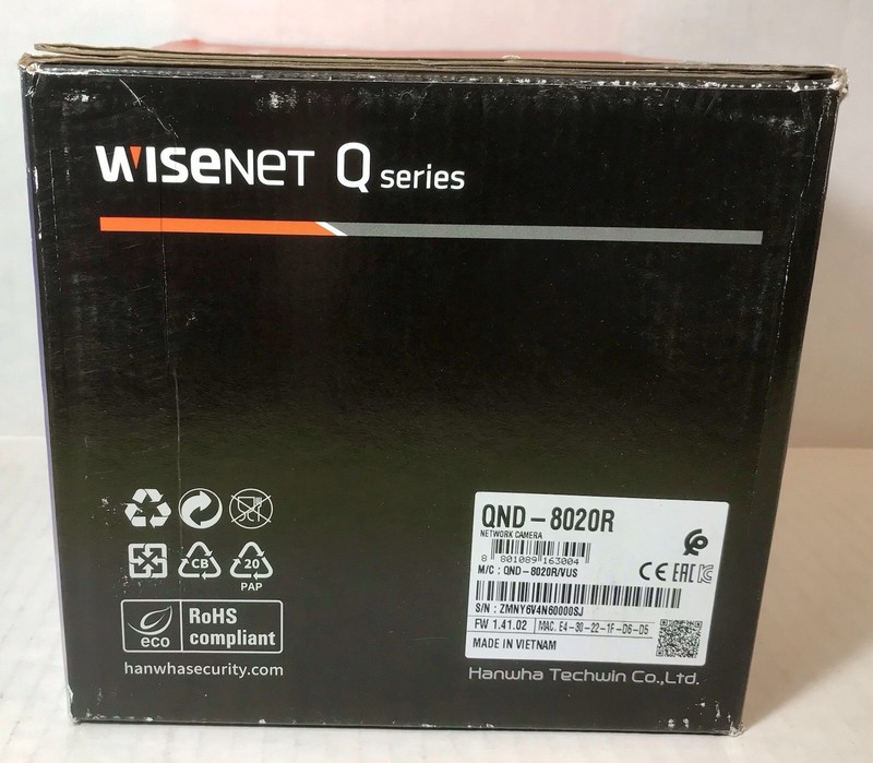 Hanwha Wisenet QND-8020R 5MP IR Network Dome IP Camera New Open Box White