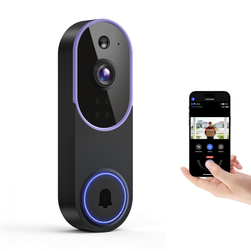 Smart 1080p Video Doorbell Camera with Night Vision, Live View, AI Human Dete…