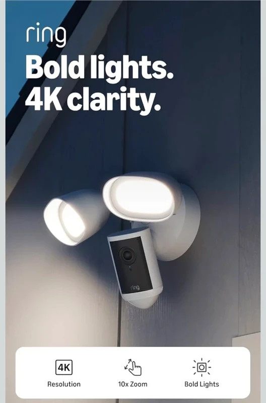 Ring Floodlight Cam Pro Wired 2nd Gen (Newest Model) Retinal 4K - White - SEALED gallery