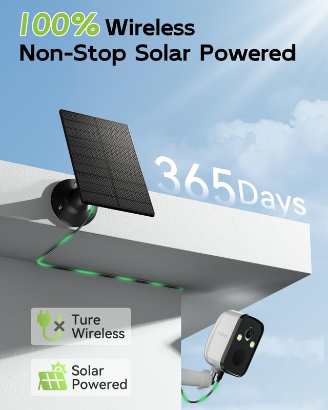 2K Solar Security Cameras Wireless Outdoor, 2.4G/5G WiFi, Powered by Sun Rech... gallery