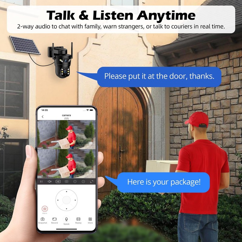 3K Solar Security Camera Wireless,270°Pan 90°Tilt Auto Tracking,WiFi Cam,PIR&... gallery