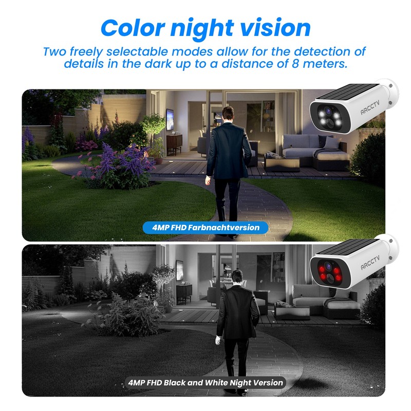 ARCCTV 4MP Solar Wireless Camera 4Pack-FHD Night,AI Detection,IP66 Weatherproof gallery