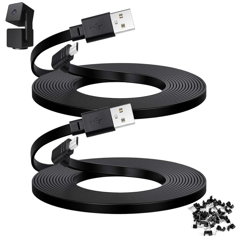 2-Pack 30 Ft Cable for WYZE Cam Pan V3 Outdoor Camera, Micro USB 90 Degree Adapt gallery