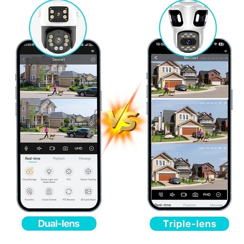 Triple Lens PTZ WiFi Security Camera Auto Tracking Color Night Vision IP66 gallery