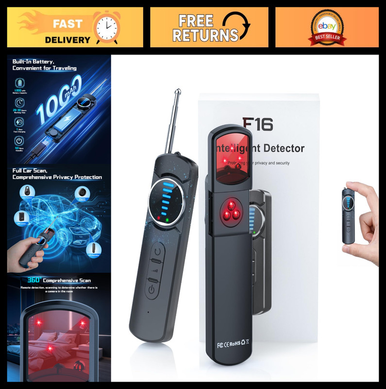 7-in-1 Hidden Camera Detector & Bug Finder | Portable RF Signal Scanner for Trav