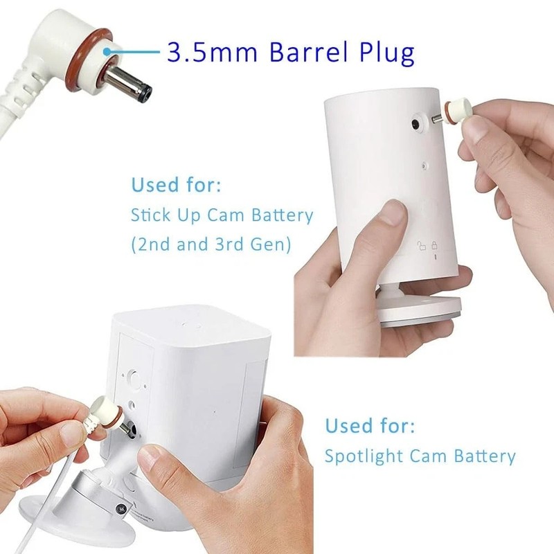 10Ft Power Cord with Adapter for Ring Stick Up Cam Battery 3rd 1PACK, White gallery
