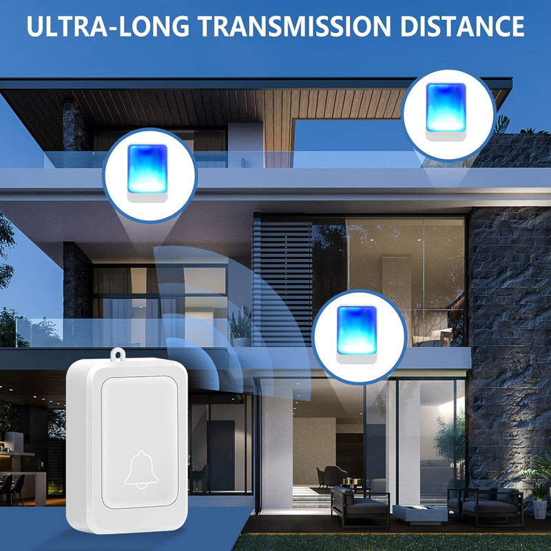 Loud Flash Doorbell with 7 Colors of Bright Light and 4 Volumes, Wireless Doorbe gallery