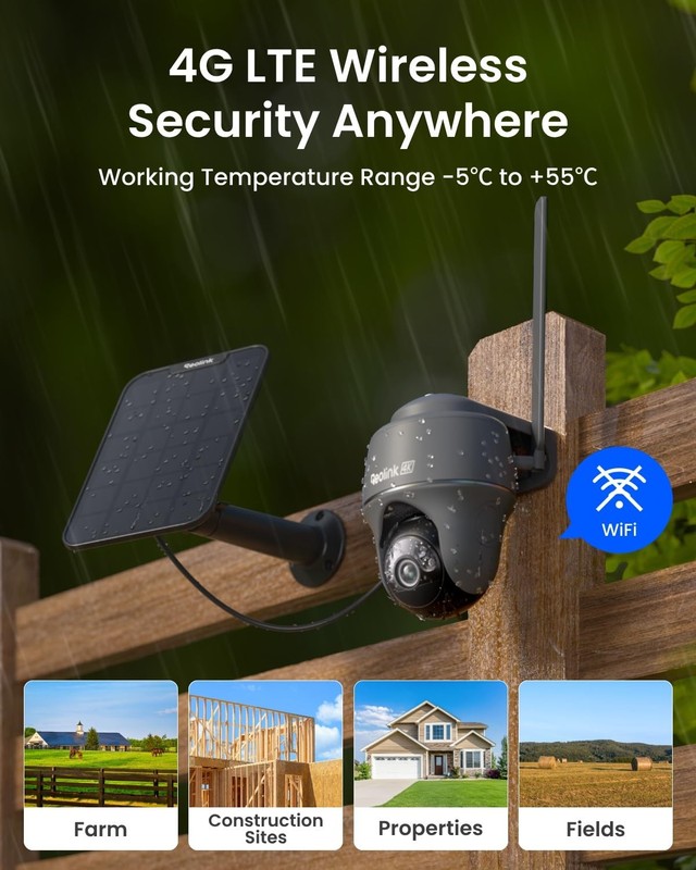 4K 4G Cellular Security Camera Wireless Outdoor, No WiFi 360 PT with 360 Auto... gallery