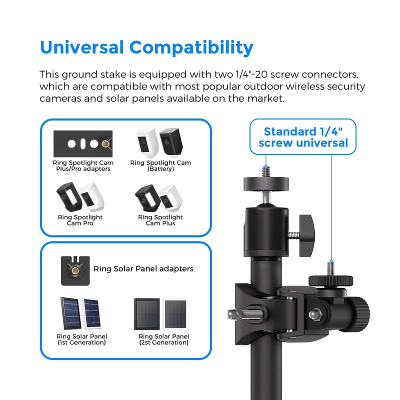 16"-48" Ground Stake Mount, 2-in-1 Dual Bracket for and Solar Panel, Universa... gallery