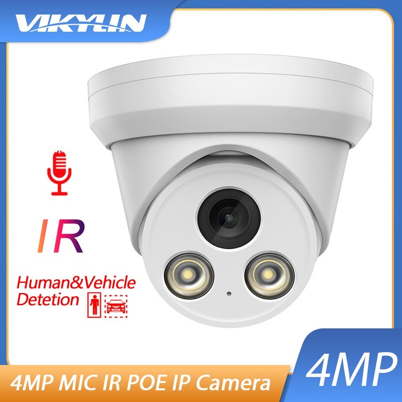 Vikylin 4K 8MP 4MP 5MP POE Security IP Camera IR Red Light MIC With Remote View