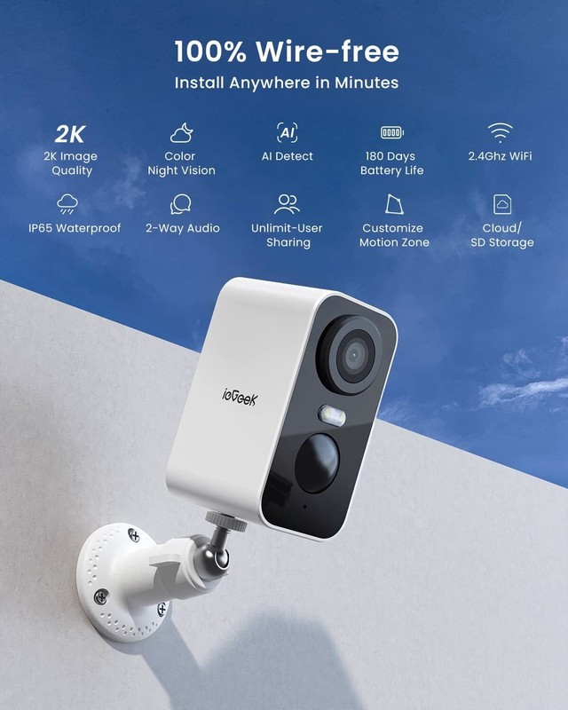 4PCS ieGeek Security Cameras Wireless Outdoor Battery Powered WiFi CCTV System gallery