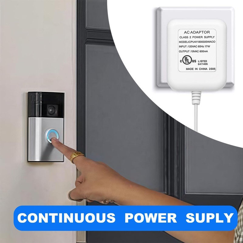 Ring Doorbell Charger,18VAC UL Certified Power Adapter with Ring, Nest Hello,... gallery