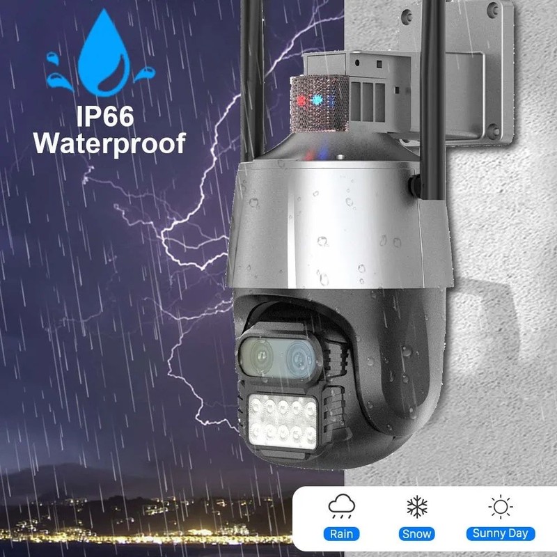8MP 4K PTZ IP Dual Lens 8X Zoom Audio Outdoor WIFI AI Tracking CCTV Camera -US gallery