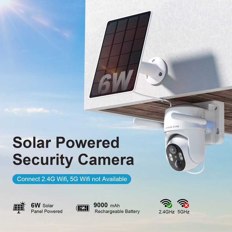HOSAFE.COM Solar Security Cameras Wireless Outdoor, 360° PTZ Remote White gallery